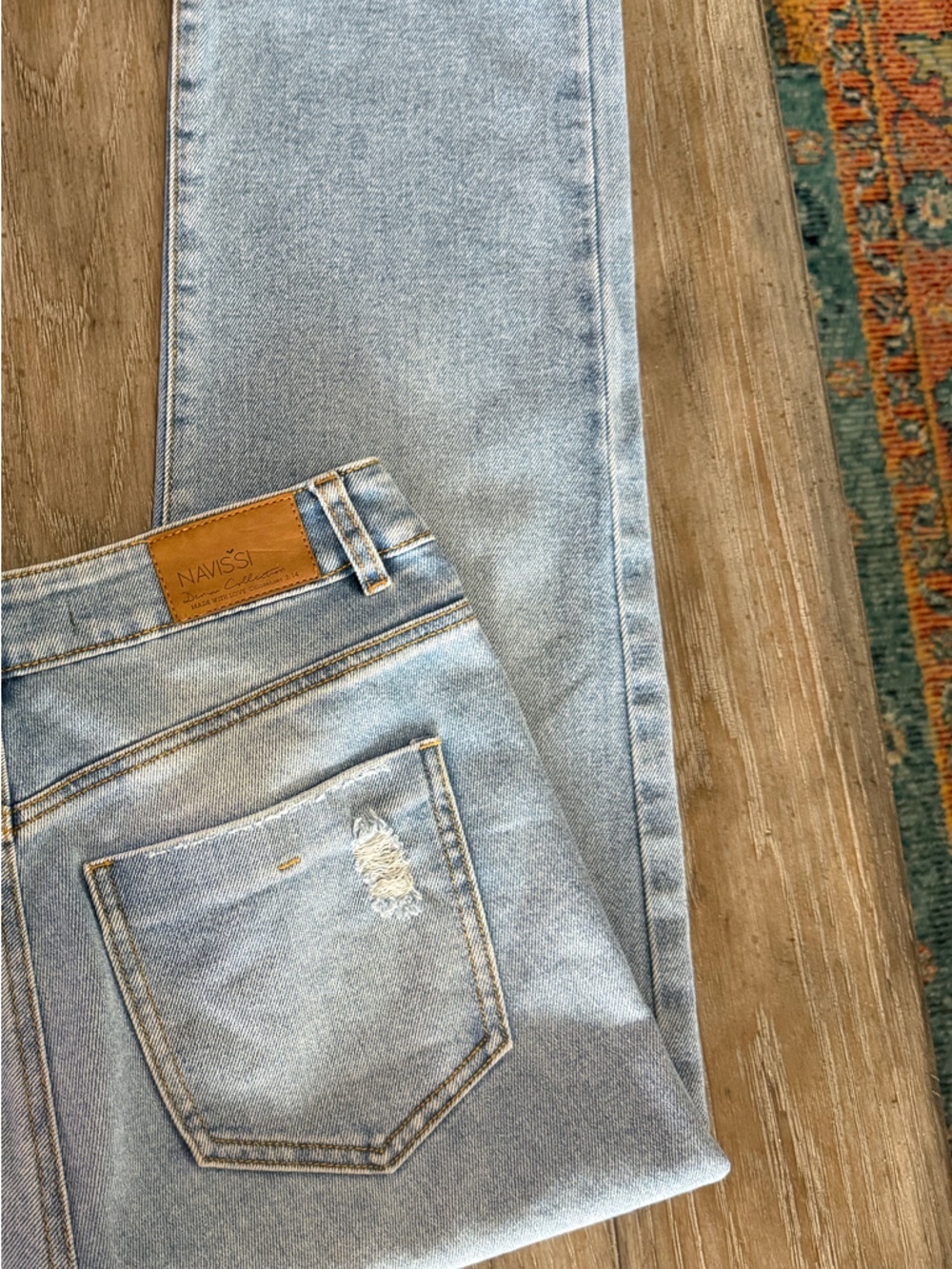 Navissi Light Blue Distressed Straight-Leg Jeans - Picture 6 of 11